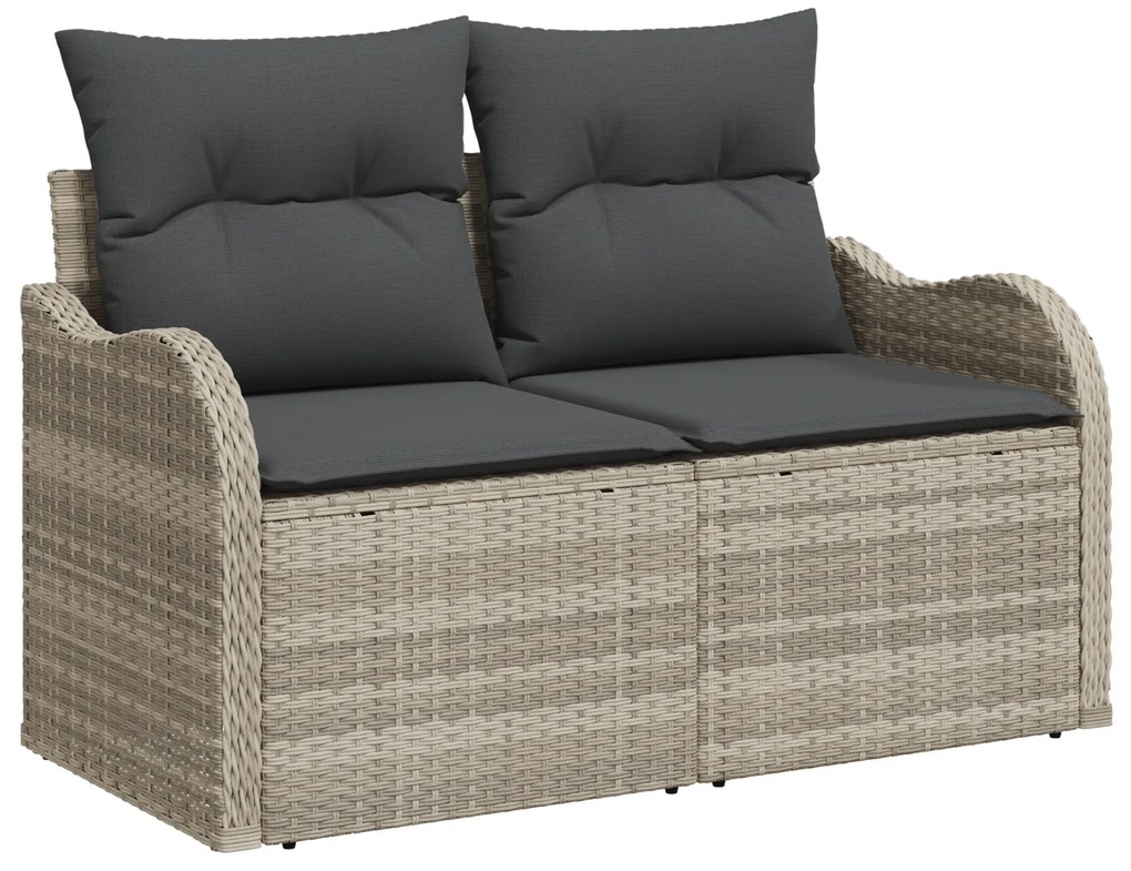 Conjunto de Sofá de Jardim VidaXL com Almofadas Cinza Claro Rattan Pol