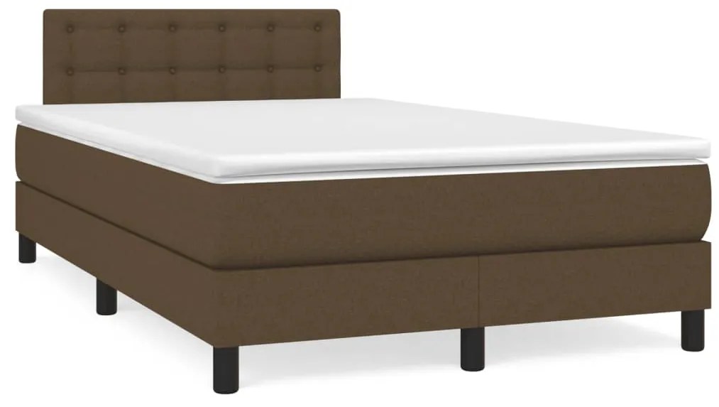 Cama boxspring com colchão 120x190 cm tecido castanho-escuro