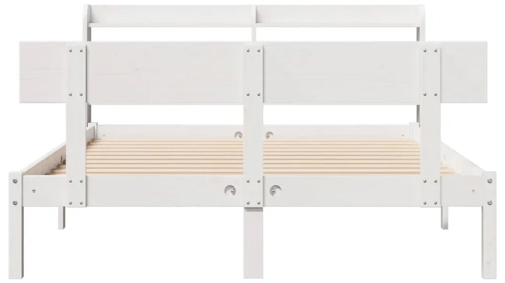 Cama sem colchão 140x190 cm madeira de pinho maciça branco