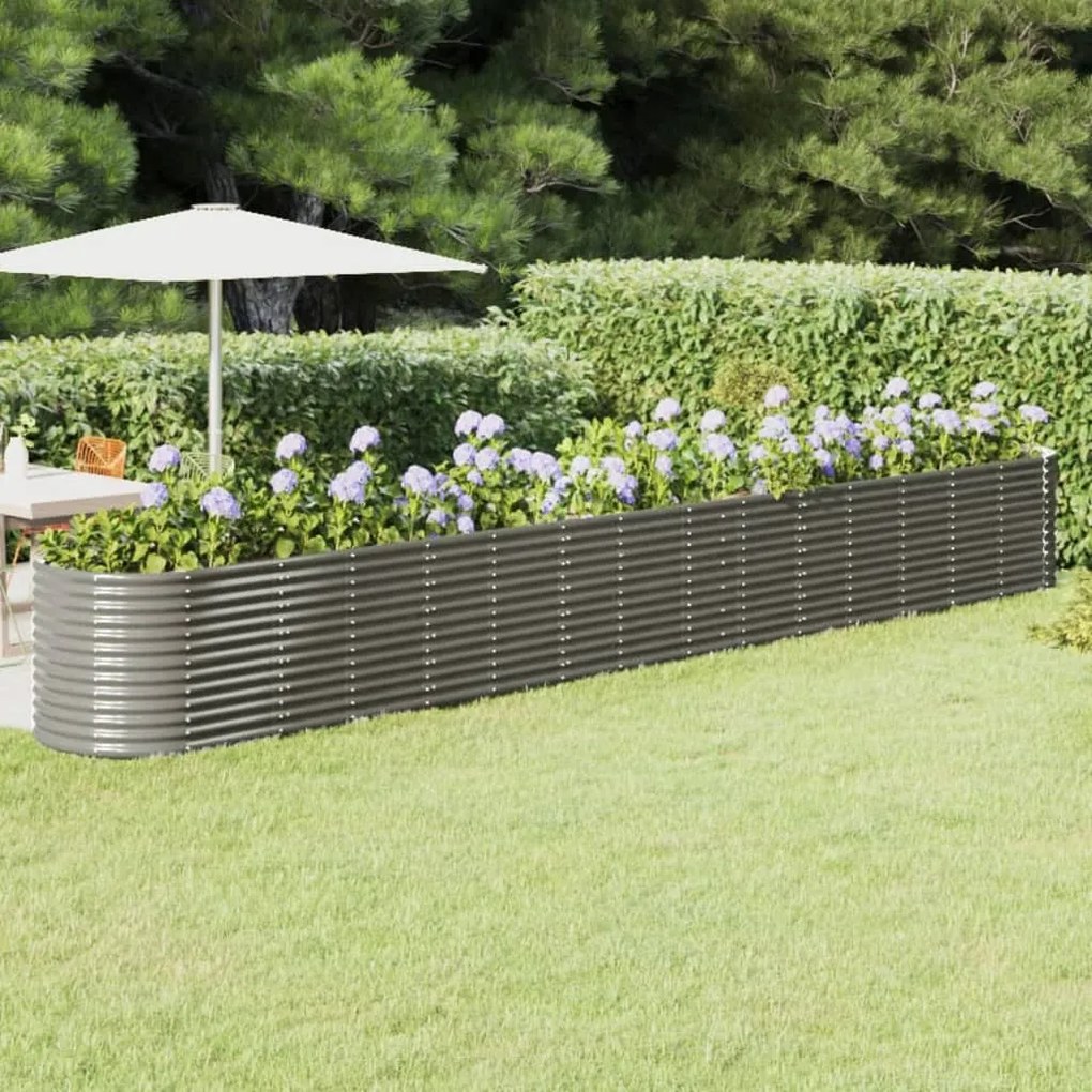 vidaXL Canteiro elevado jardim 620x80x68cm aço revestido a pó cinzento