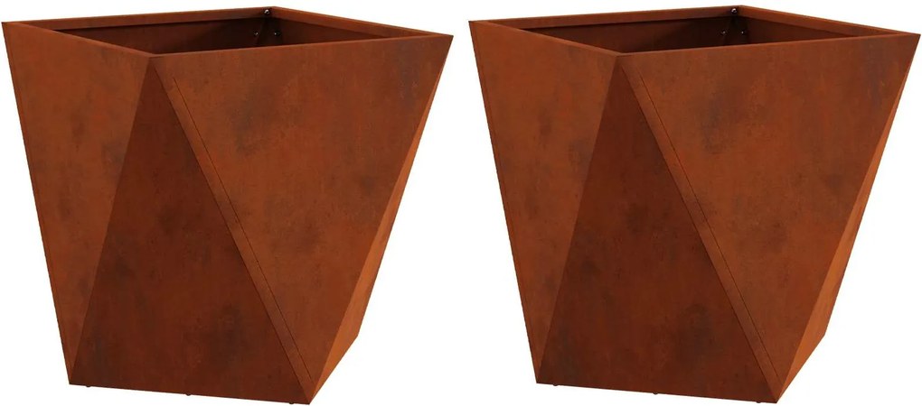vidaXL Floreira 2 pcs Ferro Enferrujado 50 x 50 x 50 cm