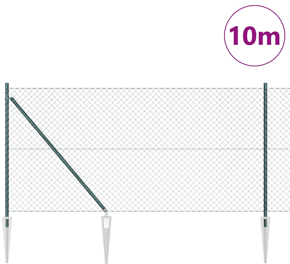 Cerca de Cadeia com 7 Postes de Espeto 1x10 m Aço Galvanizado