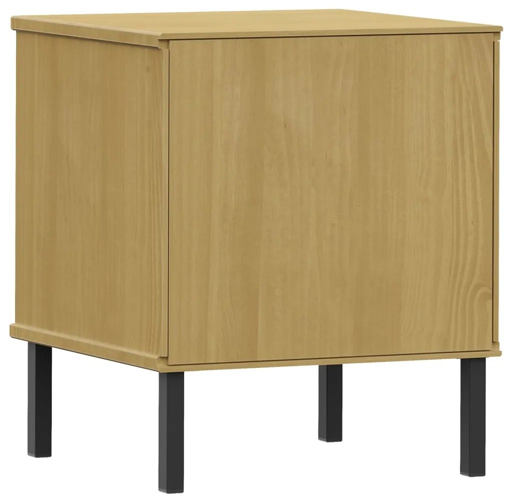 Mesa cabeceira c/ pernas de metal OSLO pinho maciço castanho