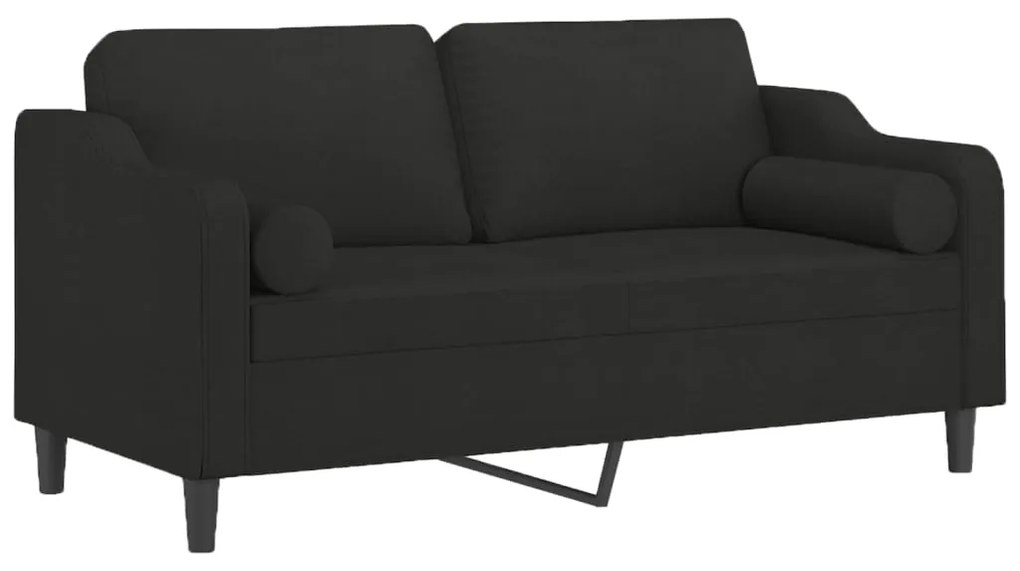 Sofá 2 lugares + almofadas decorativas 140 cm tecido preto