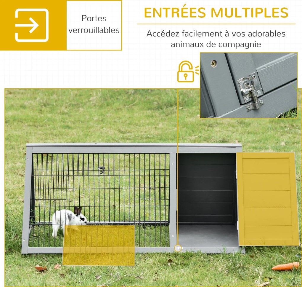 Gaiola triangular para o chão 116 C x 62,2 L x 52,5 A, recinto exterior com dois compartimentos abertos e porta, adequada para coelhos, galinhas e tar