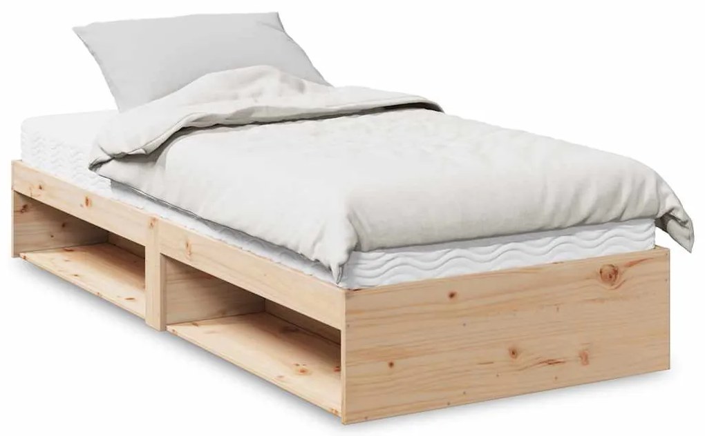 Sofá-cama com colchão 80x200 cm madeira de pinho maciça