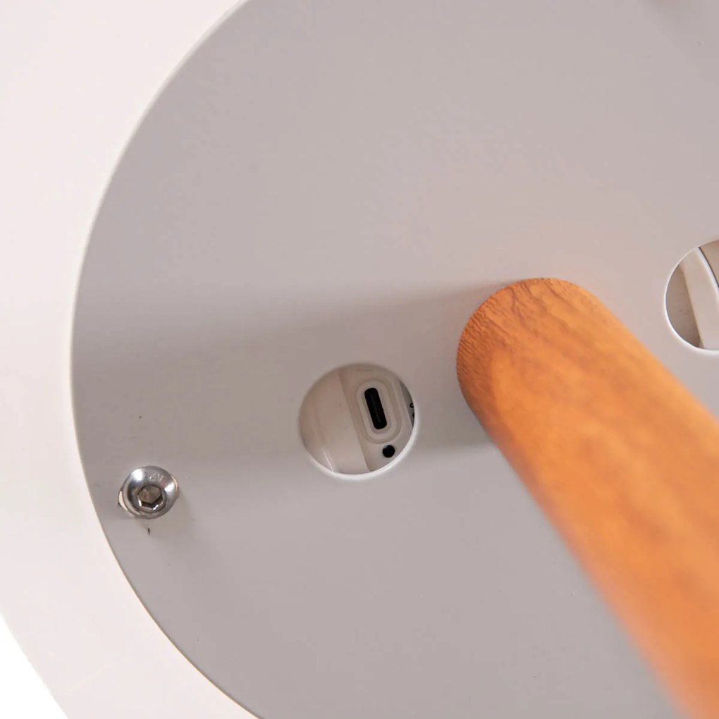 Candeeiro de pé de exterior branco com LED recarregável solar regulável IP65 - Chloe Plant