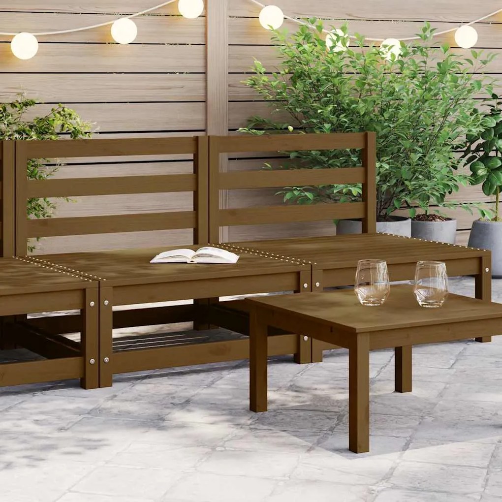Sofás de centro para jardim 2 pcs pinho maciço castanho mel