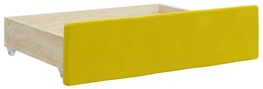 Gavetas de cama 2 pcs derivados de madeira e veludo amarelo