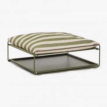 Puff De Jardim Conversível Em Mesa Auxiliar Amaro Tapioca Beige - Verde Azeitona Profundo - Sklum
