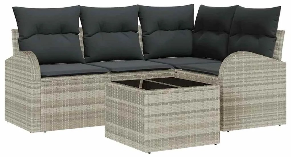 Conjunto de Sofá de Jardim vidaXL de 5 Peças com Almofadas Cinzento Ra