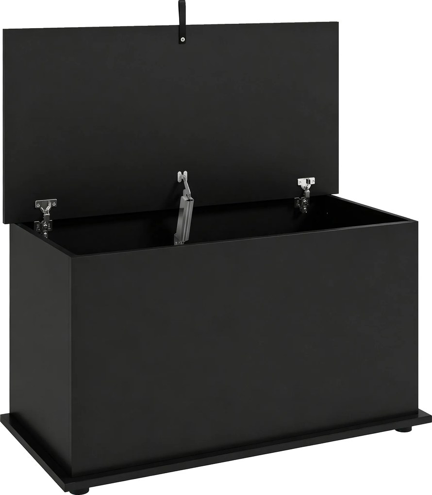 Baú de Arrumação 102L com Dobradiça de Segurança, Estilo Moderno, para Corredor, Quarto e Sala de Estar, 80x40x45 cm, Preto