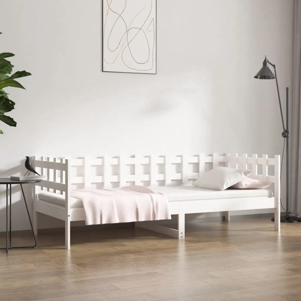 vidaXL Sofá-cama sem colchão 90x200 cm madeira de pinho maciça branco