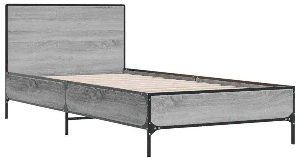 Estrutura cama 100x200 cm derivados madeira/metal cinza sonoma
