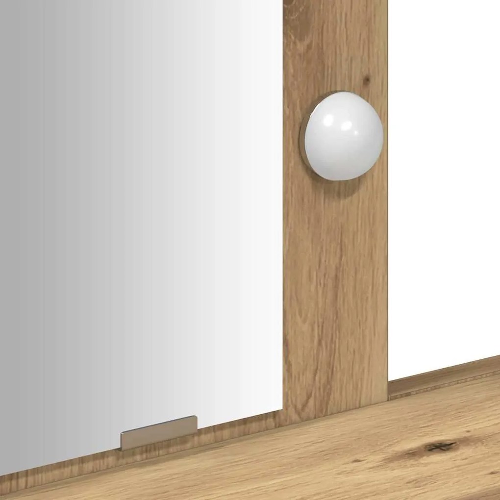 Mesa de Maquiagem com Luzes LED Carvalho Artesanal 100x41x140 cm