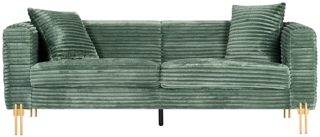 Sofá LARIOS, 3 lugares, 208 x 84 x 71 cm tecido corduroy verde light