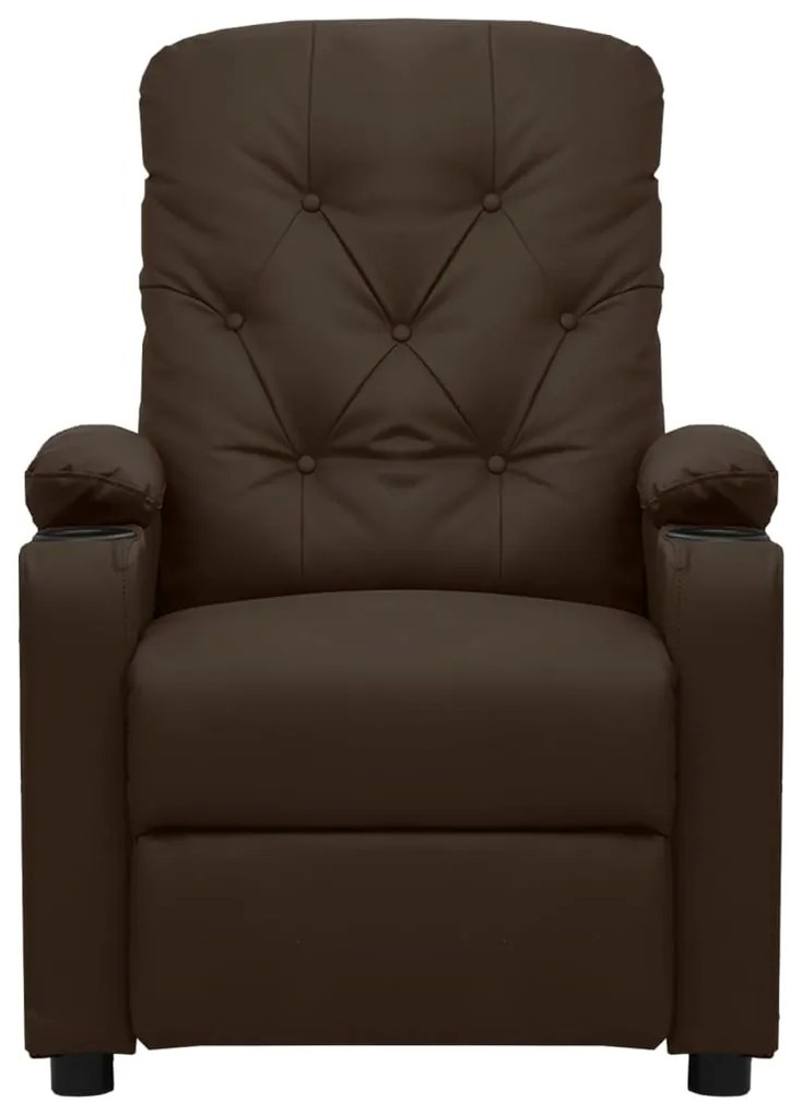 Poltrona reclinável couro artificial castanho