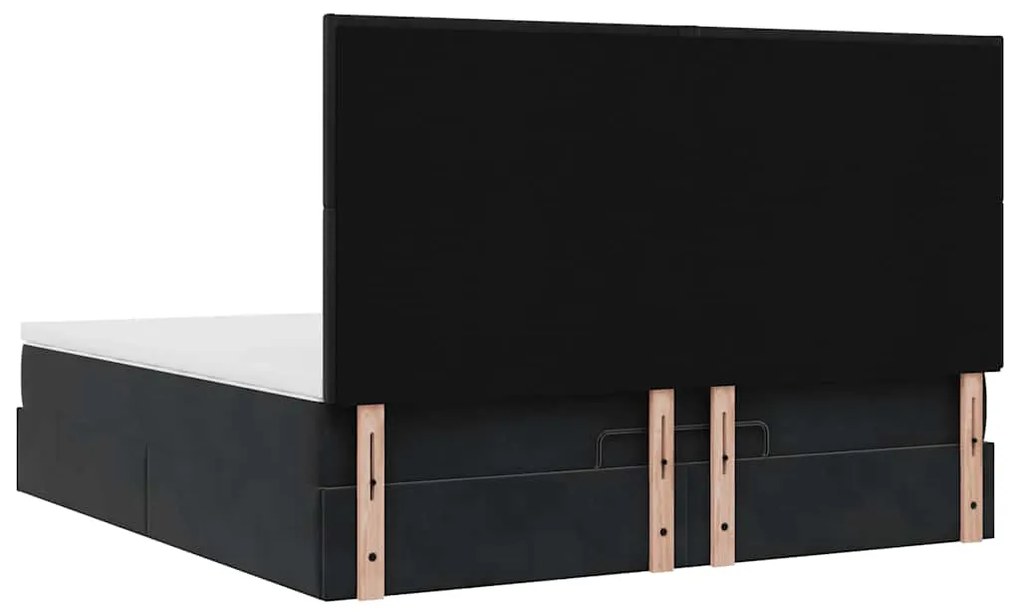 Estrutura de cama otomana com colchões 180x200cm veludo preto
