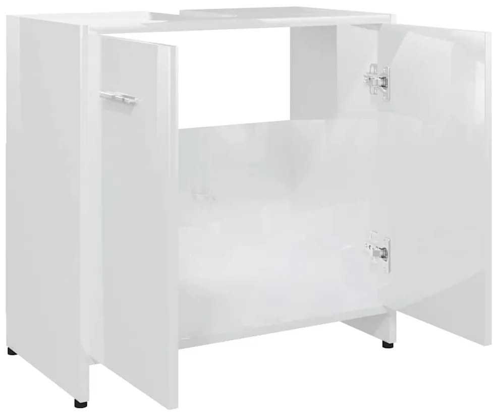 Armário casa de banho derivados de madeira branco brilhante