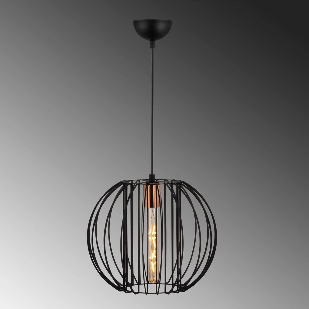 Candeeiro de Teto Fellini – Preto e Bronze – 33 cm