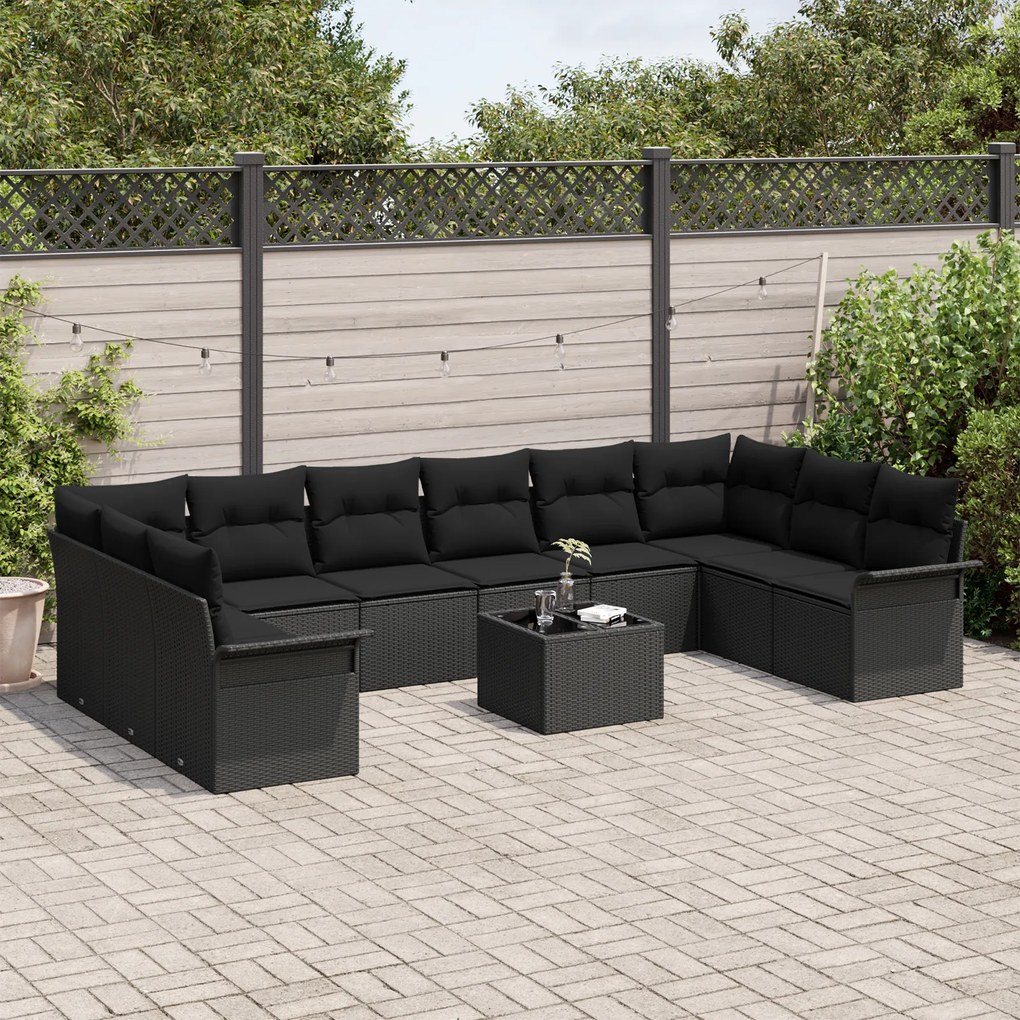 Conjunto de Sofá de Jardim vidaXL de 11 Peças com Almofadas Beje Ratta