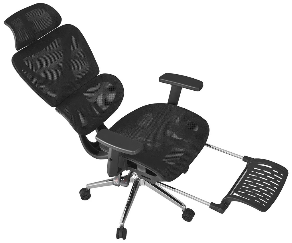 Cadeira de escritório LORRIS, alto, ergonômico, rede e assento preto