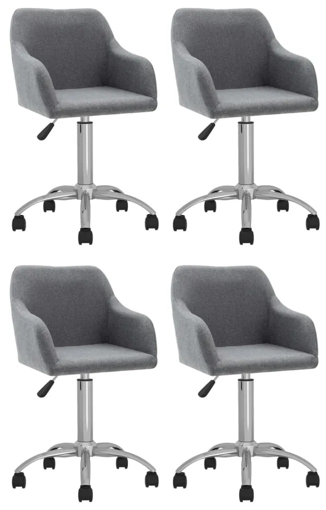 vidaXL Cadeiras de jantar giratórias 4 pcs tecido cinzento-claro