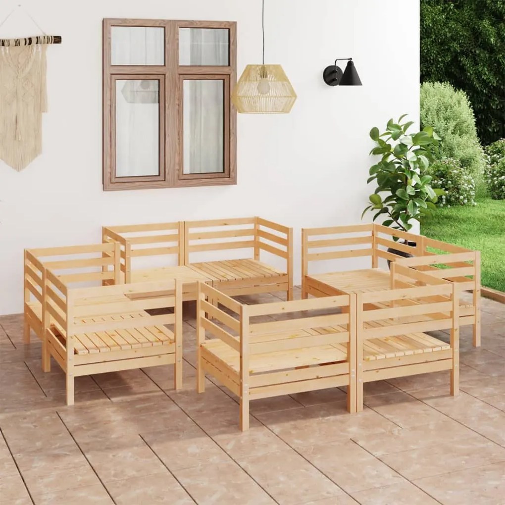vidaXL 8 pcs conjunto lounge de jardim pinho maciço