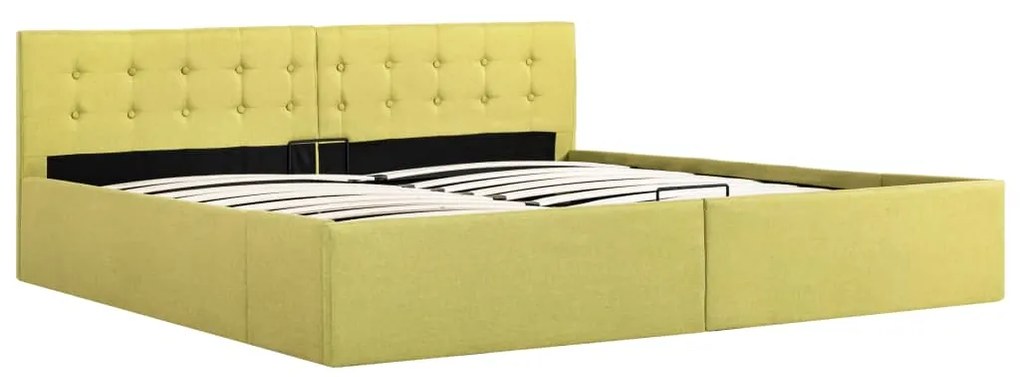 Cama hidráulica com arrumação 180x200 cm tecido amarelo-lima