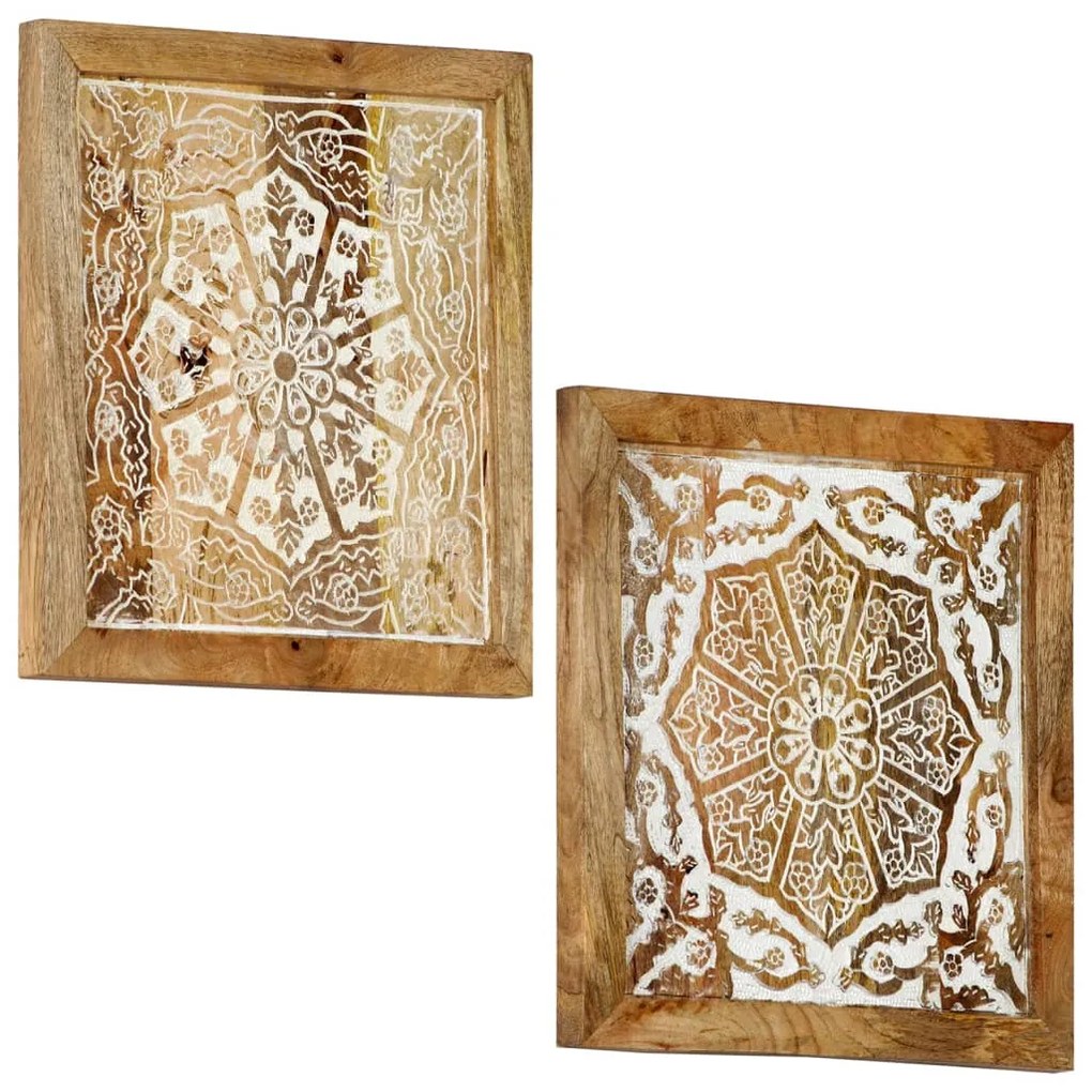 vidaXL Painéis parede esculpidos à mão 2 pcs 60x60x2,5 cm mangueira