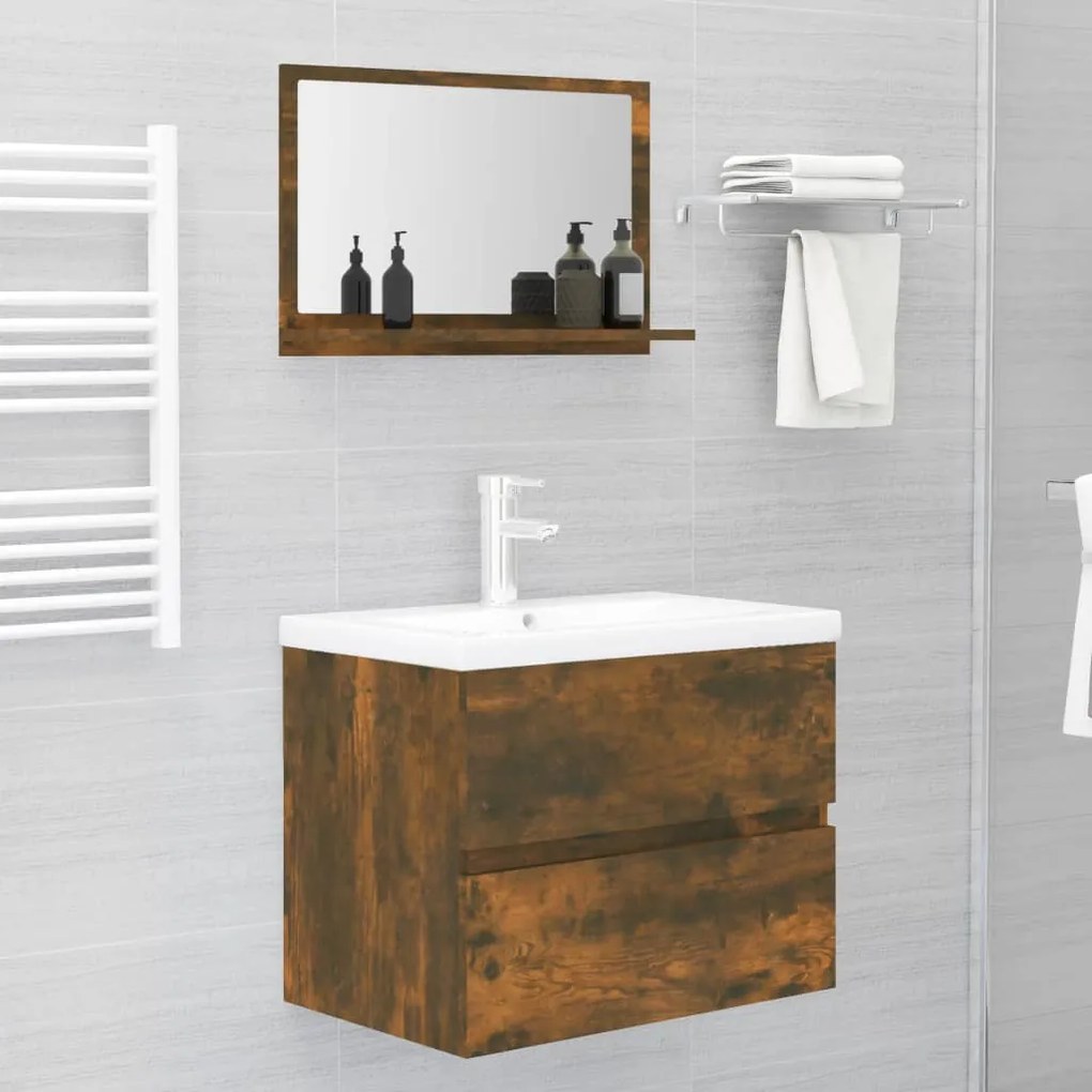 Espelho WC 60x10,5x37 cm derivados de madeira carvalho fumado