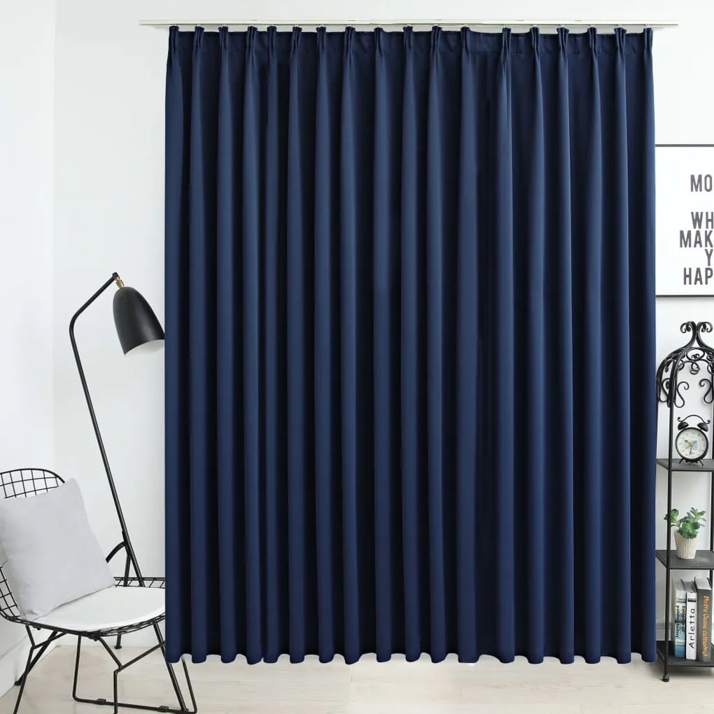 134457 vidaXL Cortina blackout com ganchos 290x245 cm azul