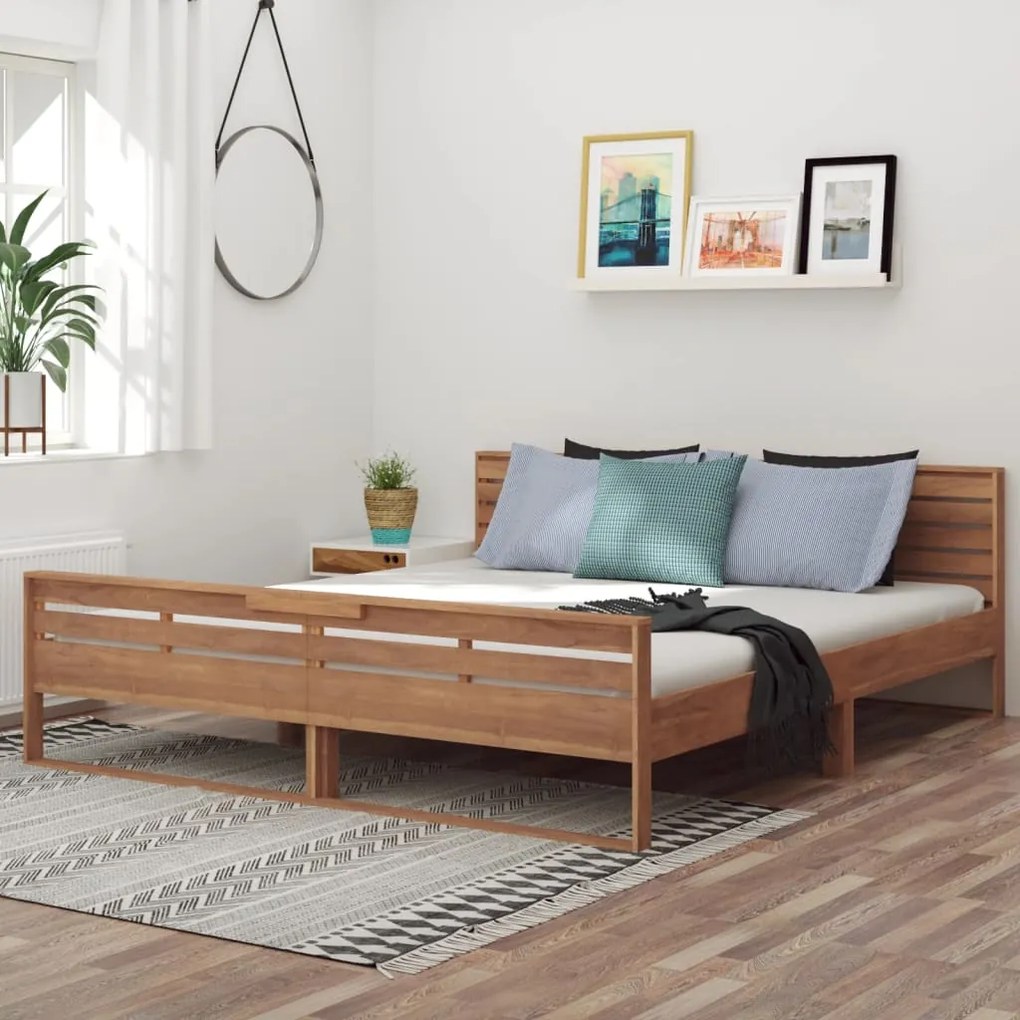 vidaXL Estrutura de cama 180x200 cm madeira de teca maciça