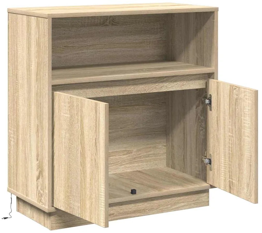 Sideboard com LED Carvalho Sonoma 71x34,5x75 cm em Madeira Ingienirada