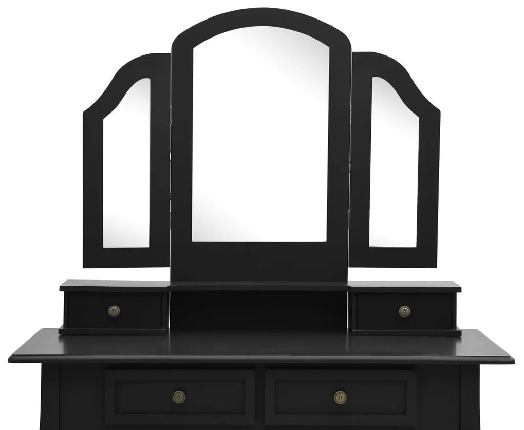 Conjunto toucador c/ banco 100x40x146cm madeira paulownia preto