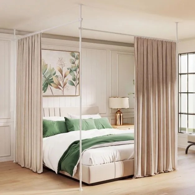 Barra para Cortina Divisória (CORTINAS NÃO INCLUIDAS), Instalação sem Perfuração, Branco