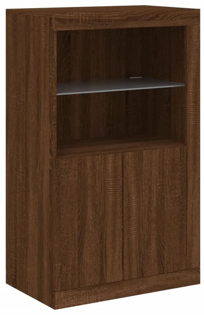 Aparador com luzes LED 162x37x100 cm carvalho castanho