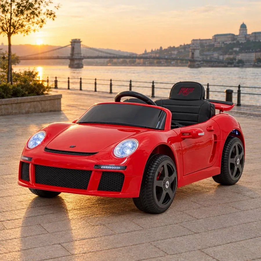 Carro elétrico para Crianças RUF CTR3 12V Rodas Espuma EVA, Assento couro ecológico Vermelho