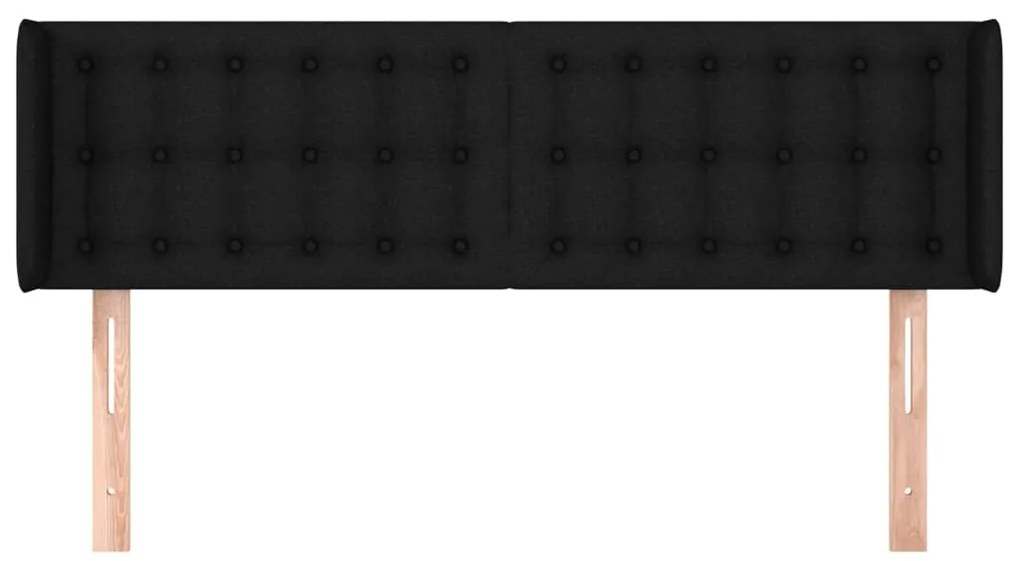 Cabeceira de cama c/ abas tecido 147x16x78/88 cm preto