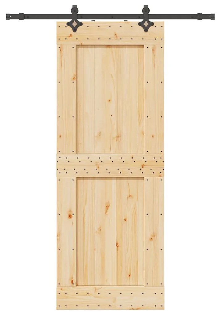 vidaXL Porta de correr com ferragens 85x210 cm madeira de pinho maciça