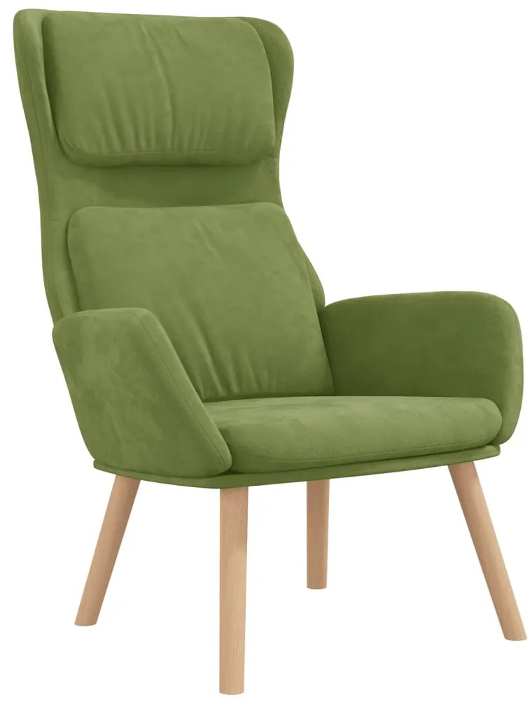 Cadeira de descanso com banco veludo verde-claro