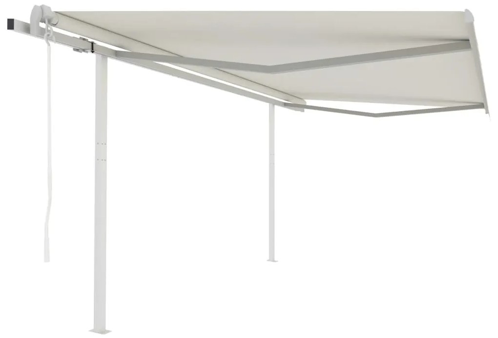 vidaXL Toldo retrátil automático com postes 4x3 m cor creme