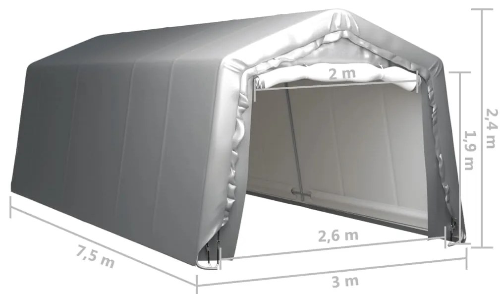 Tenda de armazenamento 300x750 cm aço cinzento