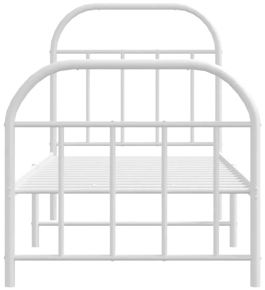 Estrutura de cama com cabeceira e pés 75x190 cm metal branco