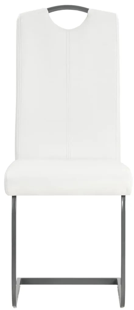 Cadeiras de jantar cantilever 4 pcs couro artificial branco