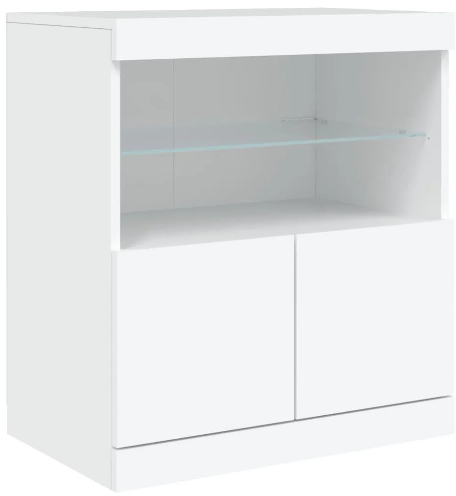 Aparador com luzes LED 60x37x67 cm branco
