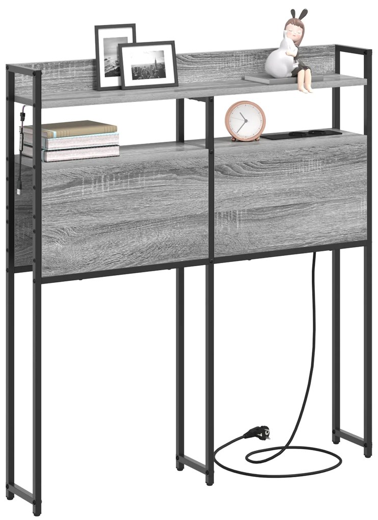 Cabeceira de armazenamento Cinza sonoma 80 cm