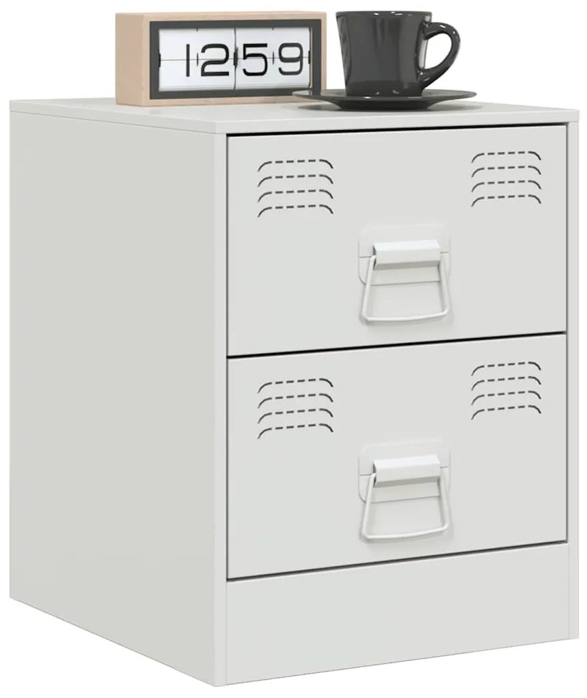 Mesas de cabeceira 2 pcs 34,5x39x44 cm aço branco