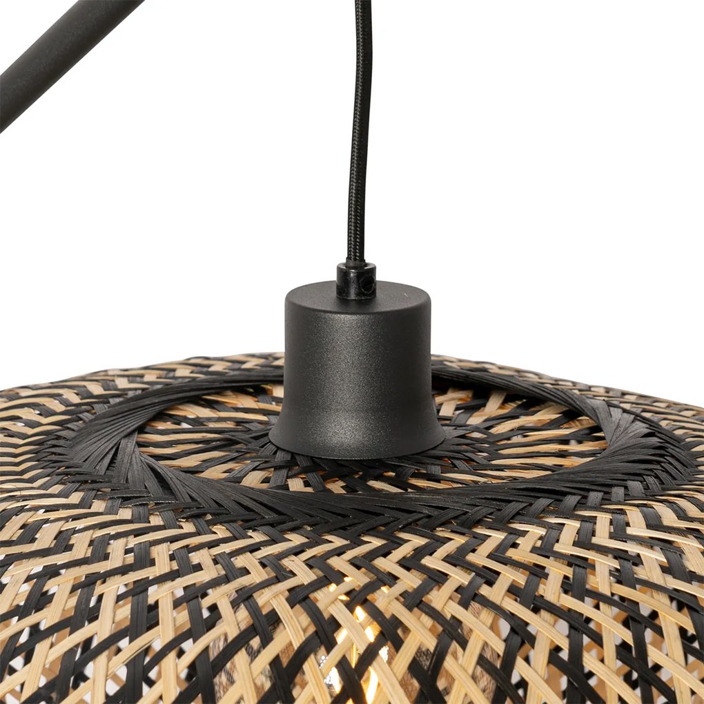 Candeeiro de pé oriental preto bambu - Ostrava Oriental