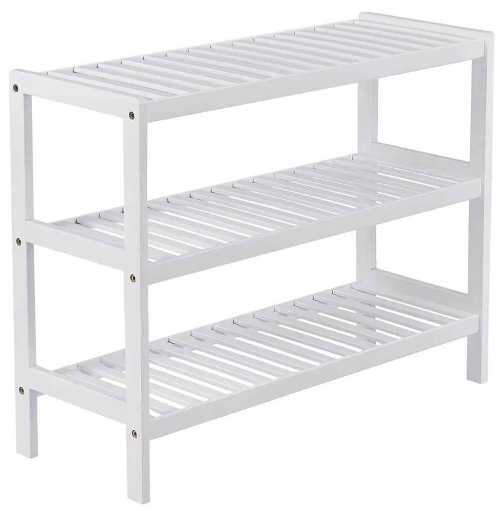 Sapateira de bambu SONGMICS, prateleira de armazenamento de 3 níveis, 70 x 26 x 55 cm (L x P x A), ideal para corredor, banheiro, sala de estar e corredor, branco LBS13W